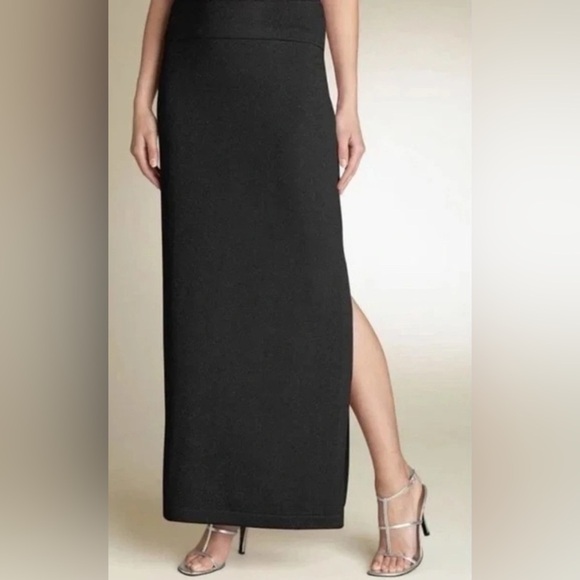 ST JOHN Evening Santana Knit Black Side Slit Skirt - Picture 1 of 4